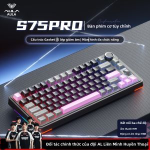 AULA | Bàn Phím Cơ 75 Phím Chơi Game Không Dây 3 Chế Độ RGB Bật Lên Cấu Trúc Gasket Hotswap Bàn Phím Cơ Mini Cho Esports