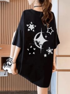 Summer Cute XINGX Print Short Sleeve T-Shirt Female K-style Cool Girl Trendy 100% Cotton Coat Western Style Fashion Large Version