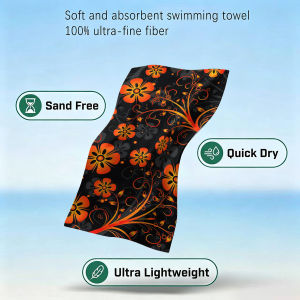 Orange Vein Foam Beach Towel Sand Free Quick Dry Absorbent Thin Compact Towels for Swimming Pool Camping Beach Accessories