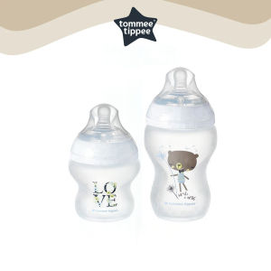 Tommee Tippee Silicone Coated Glass Bottle Wide Neck Baby Milk Bottle With Breast-like Knob 5oz 9oz