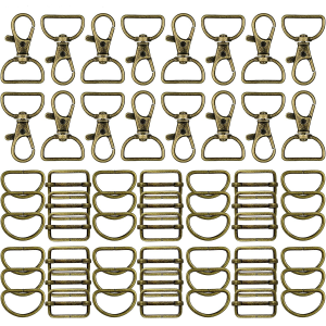 10/20Sets Metal Lobster Clasp Swivel Clip Snap D Ring and Slider for Keychains Accessorie Wallet Hardware and DIY Projects Gifts