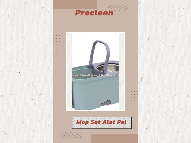 Proclean Spin Mop Set Alat Pel Model Putar Dengan Tangkai Tiang Ember Pel Lantai Dengan Roda Bisa Di Tarik Warna Tosca Mops Pro Clean