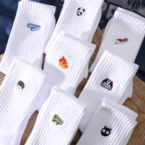 Long Socks Mens Men Spring/Summer Four Seasons Long Tube Pure Cotton Knee Socks Deodorizing Filter Sports High Waist Youth White Fashion