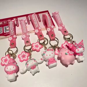 SANRIO Cartoon Melody Hello Kitty Doll Key Chain Cute Jade Dog Car Key Bag Pendant Small Gift