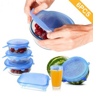 6PCS Food Silicone Cover Reusable Kitchen Refrigerator FoodStorage Preservation Sealable Bowl Stretch Lid Storage Tool