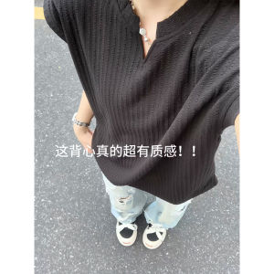 Textured White Vest Men Summer Thin Casual Sport Sleeveless T-shirt 2025 New American Chop Sleeve Loose Fit Polyester Blend