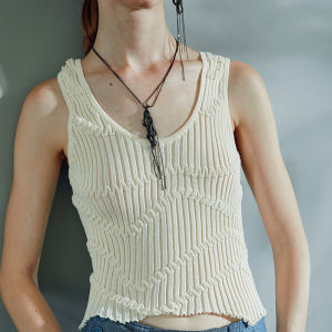 Unique Pleated Elastic Knit Slim-fit Tank Top