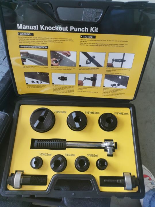 1/2" to 2" Manual Knock Out Punch Driver Kit Hole Tool Knockout Punches