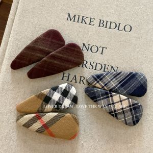 New Simple Kaki Plaid Fabric BB Hair Clip Sweet Fashion Side Bangs Clip Versatile Hair Accessories Elegant Hairpins