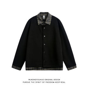 WUKONGYOUHUO | Áo Khoác Lớp Phối Màu Plaid Hoa Văn Nét Mỹ Cổ Điển
