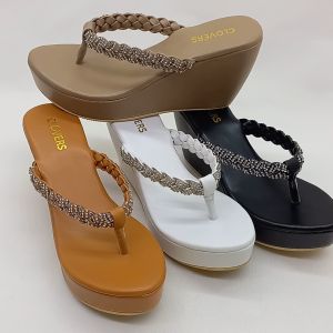 Clovers Sandal Wedges Andara Jepit Kepang Harian Formal Tinggi 8 cm