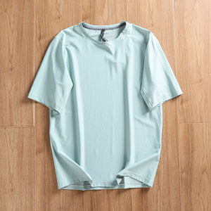 Quick Dry Tech Fabric Mens Summer New Style Outdoor Sports Moisture Wicking Short Sleeve T-Shirt Polyester Fiber round Neck Check Pattern