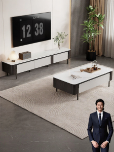 Marble Effect Living Room Coffee and TV Stand Set