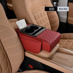 RUITUO | Multi-Function Car Central Armrest Leather Elevator Pad with Storage Box Tissue Holder and Cup Holder