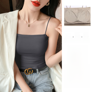 White Slim-fit Short Strap Vest for Women Open Back Cotton Polyurethane Blend Sleeveless Tank Top for Summer