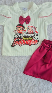 Baju Setelan Merah Putih Kemerdekaan Anak Perempuan Usia 1-6 Tahun