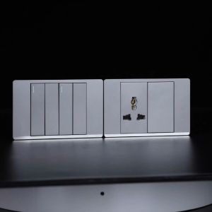 Saklar abu-abu 118 soket sakelar lampu 1/2/3/4 Gang 1Way 4-hole Socket Kualitas Premium