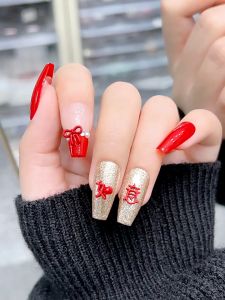 现货2颗新年红色合金美甲饰品发财有钱麻将中国结喜庆珍珠蝴蝶结爱心穿戴指甲配饰钻Nail Art Chinese New Year Nails Accessories Rich Gold Diamond Cny Decoration 2026