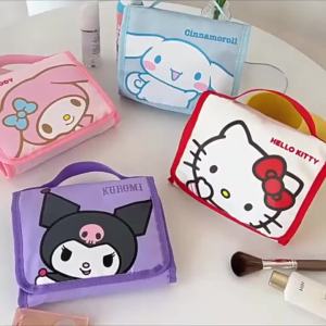 Sanrio | Cute Portable Travel Wash Up Storage Bag Girls Gifts Hello Kitty Kuromi Stitch KT Cat Cartoon Cosmetic Bag For Girl Kawaii Gifts