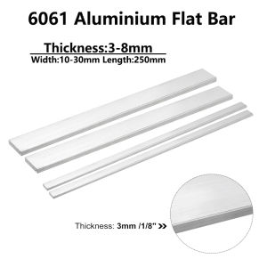 1/2pcs 6061 Aluminium Alloy Solides Metal Rectangular Flat Bar Square Rod Flat Steel Plate Strip Length 250mm Length 250mm