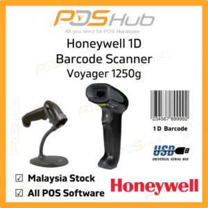 Honeywell Voyager 1250g General Duty Scanner 1D Laser Barcode Scanner with Stand – USB