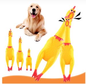 Squeaker Yellow Rubber Chicken Pet Dog Toy Screaming Chicken Squeak