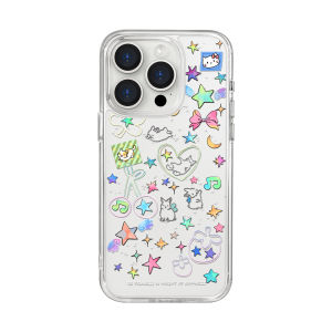 Colored Stain Rabbit & Star Pattern Magnetic Shockproof Phone Case