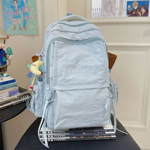 High Capacity Double Shoulder Backpack for High School Girls 2025 New Style Korean Fashion Nylon Material Casual Use