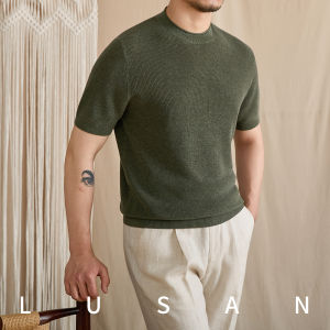 Mens Slim Fit Breathable Linen Lyocell Knit Tee
