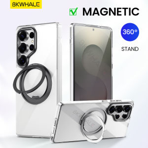 BKWHALE 360° Rotatable Ring Stand Magnetic Phone Case For Samsung Galaxy S25 Ultra S25 + S25 Plus S25+ S25Ultra Gear Fold Bracket Translucent Back Cover Clear Casing