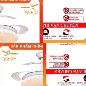Đèn quạt trần led hiện đại - Đèn quạt trần giấu cánh Qvifa-116 lắp tiệm Spa Showroom nội thất phòng khách căn hộ