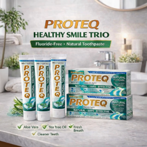 PROTEQ Healthy Smile Trio 3-Pack Natural Toothpaste Fluoride-Free | Aloe Vera Tea Tree Oil Xylitol | Save ₱92 Bundle | Bibliorganics Philippines