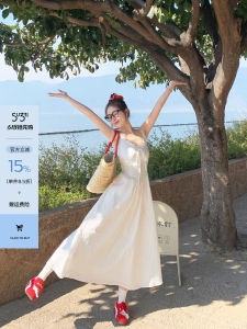 Lace White Dress For Beach Outfit High-end French Style