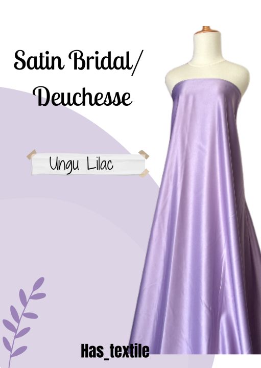 Kain Satin Bridal Duchess Dutchess Warna Ungu Lilac Bahan Gaun Pengantin Saten Furing Lazada Indonesia