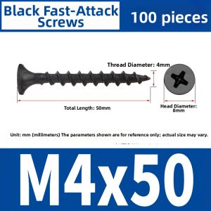 BAODEFENG | Blackened Hardened Coarse Thread Furniture Wood Screw M4