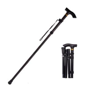 Aluminum Alloy Foldable Hiking Cane Telescopic Crutch for Elderly Lightweight Multifunctional Walking Stick