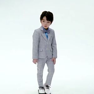 Ready Stock 3Pcs Kids Boys 3-16 Yrs Formal Suit Attire Set Long Sleeve Grey Blue Plaid Tuxedo Gentleman Birthday Wedding Party Dresswear Toddler Christmas Suits Outfits Tuxedo Blazer Pants Attire Set