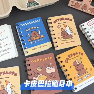 Capybara Notebook Mini Spiral A7 Cute Cartoon Diary Pocket Book Portable Notepad Stationery