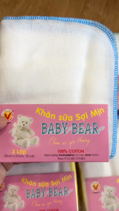 Gói 10 Khăn Sữa Cotton Sợi Mịn Baby Bear - Kích Thước 25x27cm - Chất vải xô 100% cotton mềm mại thấm hút tốt BEAR KS3L