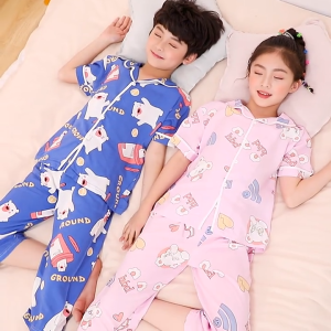 ชุดนอนเด็กเสื้อกางเกงขายาวพิมพ์ลายการ์ตูนสุดน่ารัก ผ้านิ่ม ใส่สบาย ระบายอากาศ YY232
