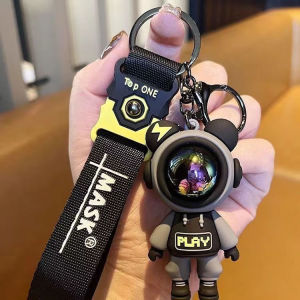 New Couple Lightning Bear Silicone Keychains Bag Astronaut Car Space Man Pendant Gifts Creative Festival Supplies