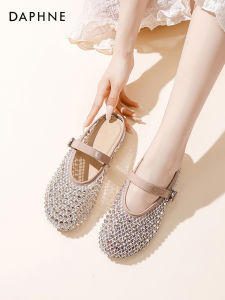 Daphne | Buckle Strap Hollow Summer Slippers Crystallized Demi-Plimsolls