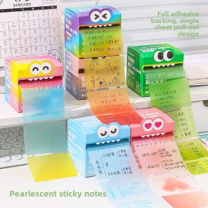Languo Blue Fruit Pullable Pearlescent Sticky Notes Transparent Material Neutral Pen round Ball Pen High Aesthetic Value Sticky Note Book Tearable No Trace Reusable Sticker