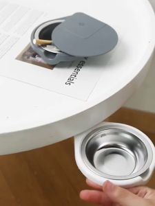 Asbak Portable Tempel Bawah Meja Stainless Steel Dengan Tutup