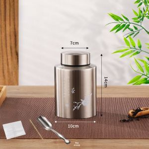 Portable Mini 304 Stainless Steel Tea Canister High End Packaging Box Storage Jar Retro Chinese Style Metal Tea Container