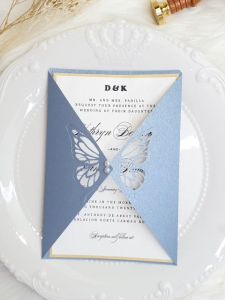Laser cut Die Cut Minimalist Elegant Butterfly Theme 5x7 (5R) Gatefold Invitation Card Cover for Wedding Birthday Christening Debut 18th Birthday | Available in many colors | Crafter Bax