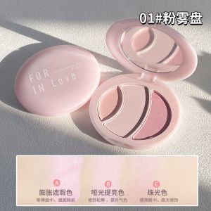 Natural Illumination Three-Part Matte And Pearl Powder Blush Highlighter Palette Enhances Facial Color Beauty Makeup Tool