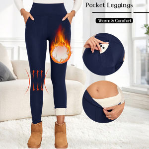 Women Velvet Leggings with Pockets Autumn Winter Warm Fleece Tights  Velvet Solid Color Prevent Cold Leggings Stretch Leggings