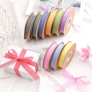 GotGo【มีสินค้าในสต๊อก】 ริบบิ้นผ้าลายสก็อต ยาว 50 หลา ใช้สำหรับทำโบว์ ผูกของขวัญ งาน Diy ต่างๆ 1 ม้วน Decorative ribbon