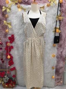 Đầm Chấm Bi Phom Xoè Cổ  V Đắp 2 hand Hàn Quốc hiệu ALOHA- Size L (#Đ68)